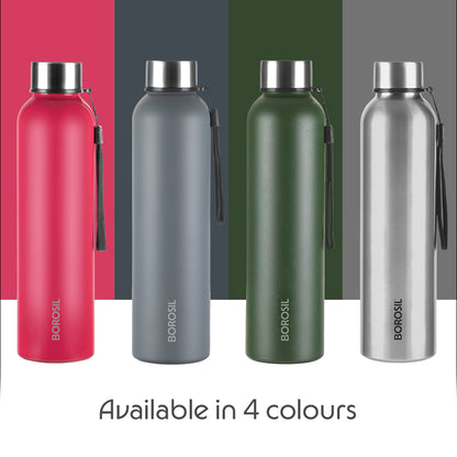 Personalised Laguna Stainless Steel Single Wall Bottle, Grey