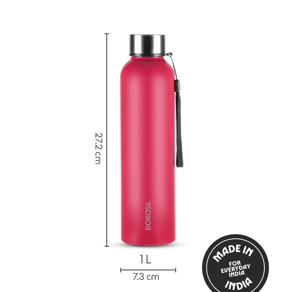 Borosil Laguna SS Bottle Red, 1L
