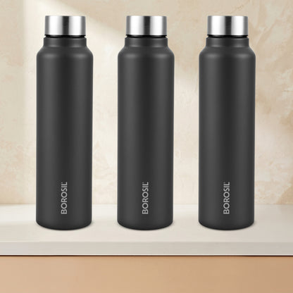 Sip-N-Chill SS Single Wall Bottle Set, Black