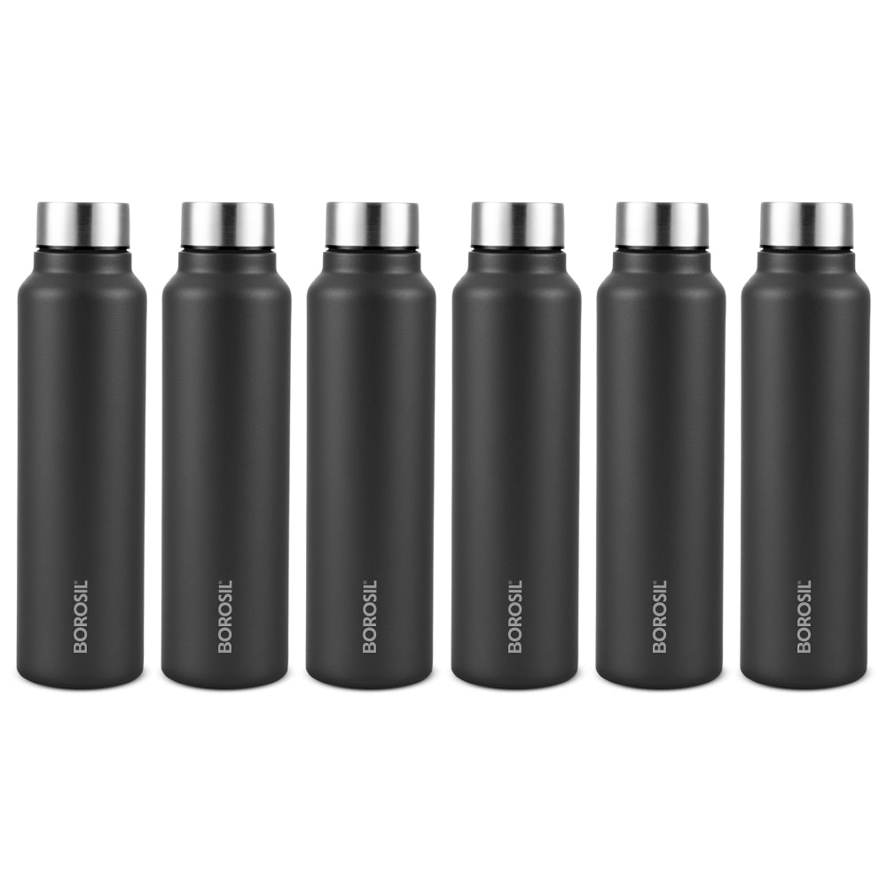Sip-N-Chill SS Single Wall Bottle Set, Black