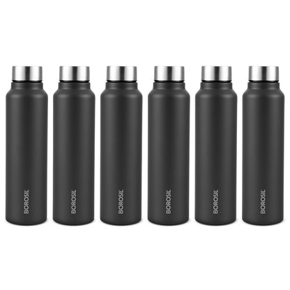 Sip-N-Chill SS Single Wall Bottle Set, Black