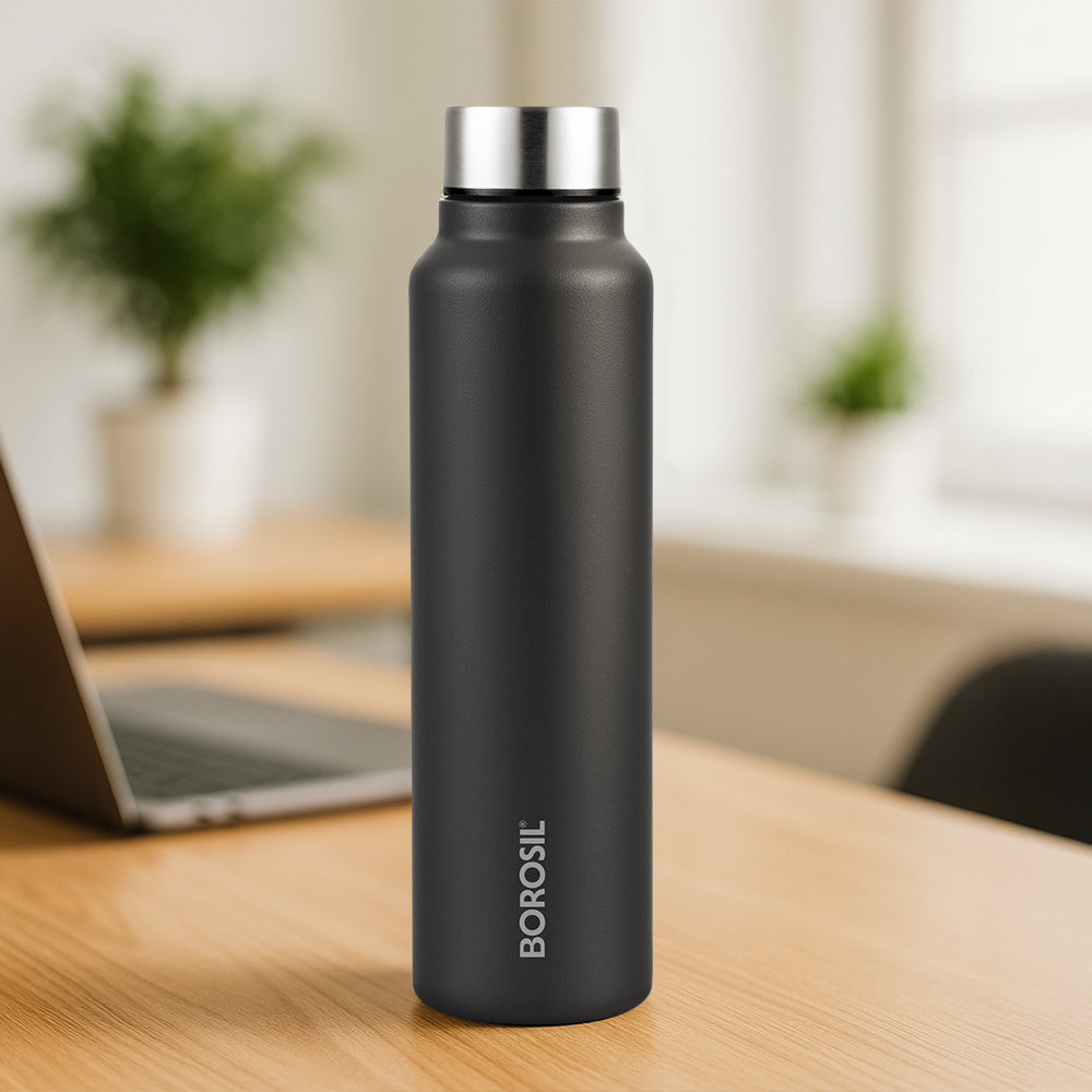 Sip n Chill Stainless Steel Single Wall Bottle, Black