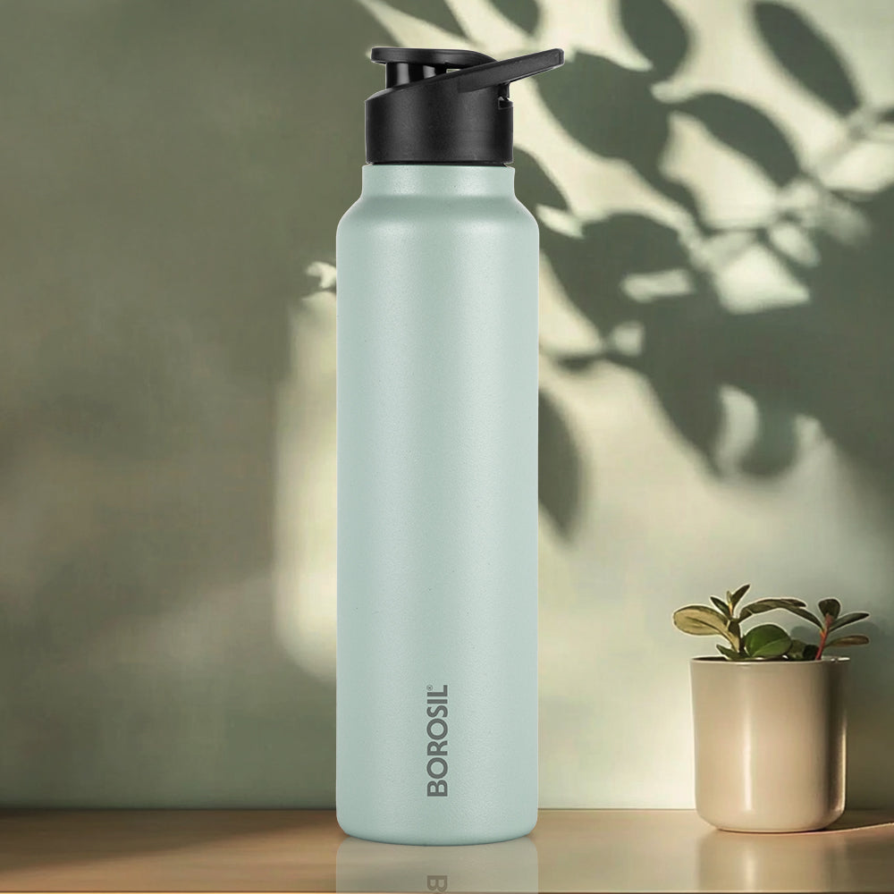 Borosil SipFresh SS Single Wall Bottle, Mint, 1 L