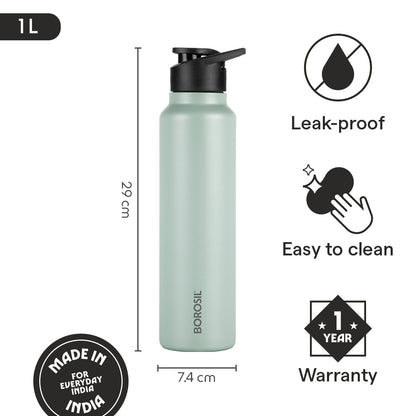 SipFresh Stainless Steel Single Wall Bottle, Mint