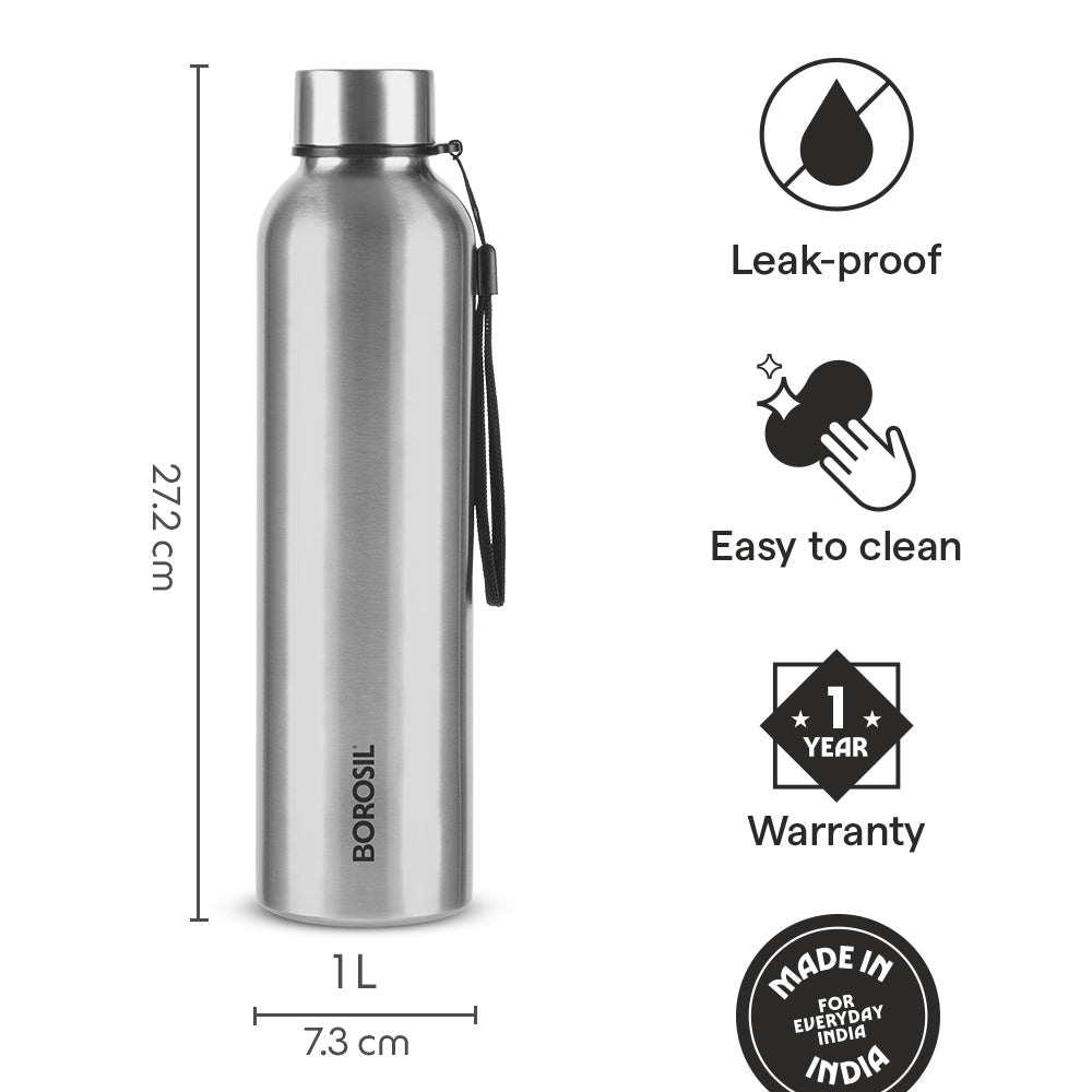 Borosil Laguna SS Bottle, 1L