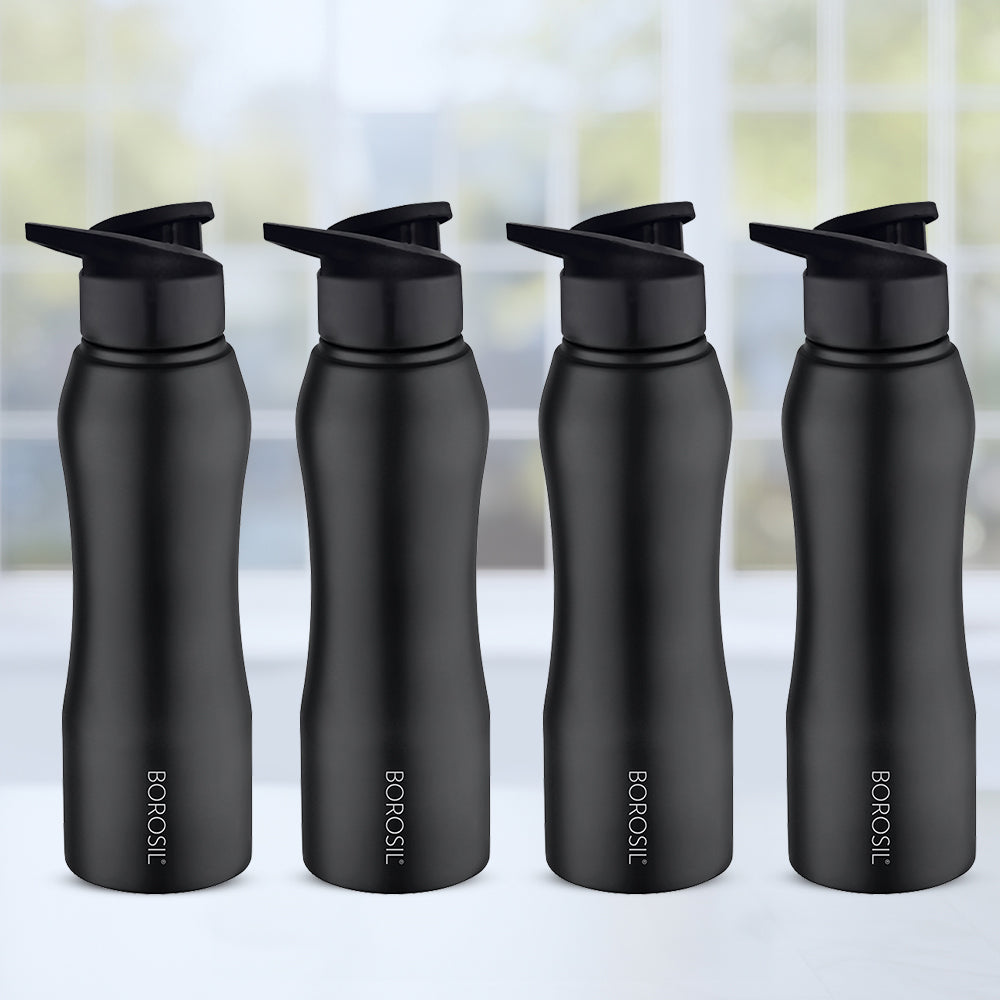 Borosil Grip-n-Sip Stainless Steel 750 ml Black - Set of 4