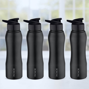 Borosil Grip-n-Sip Stainless Steel 750 ml Black - Set of 4