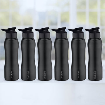 Borosil Grip-n-Sip Stainless Steel 750 ml Black - Set of 6