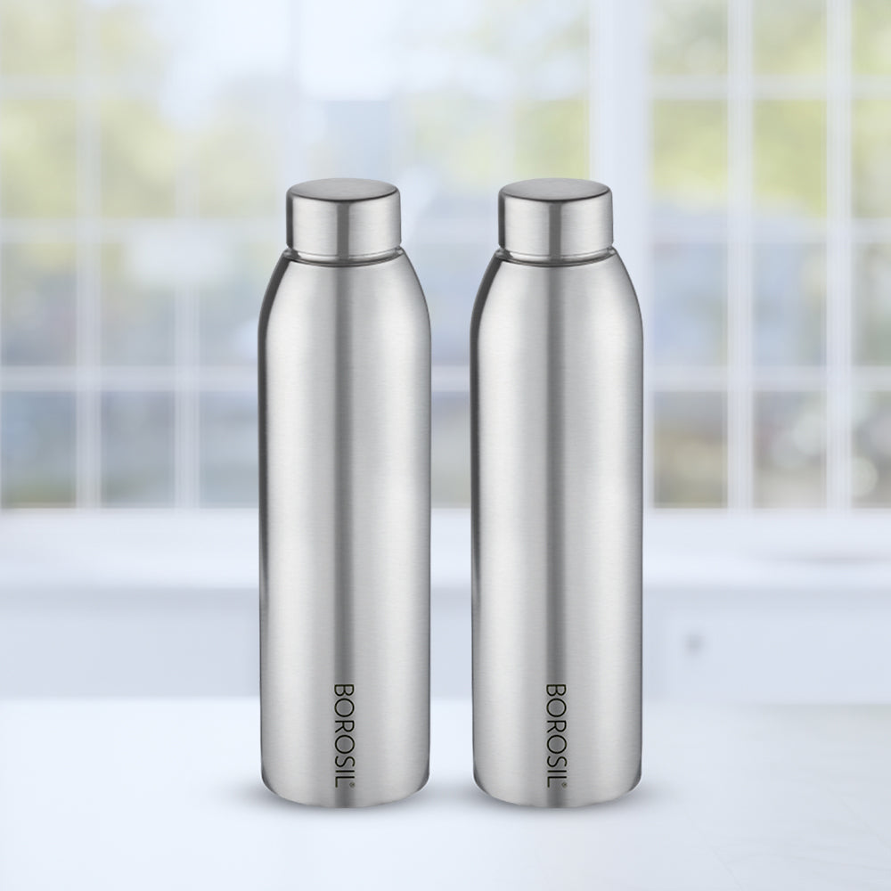 Borosil Easy Sip Stainless Steel 750 ml Silver - Set of 2