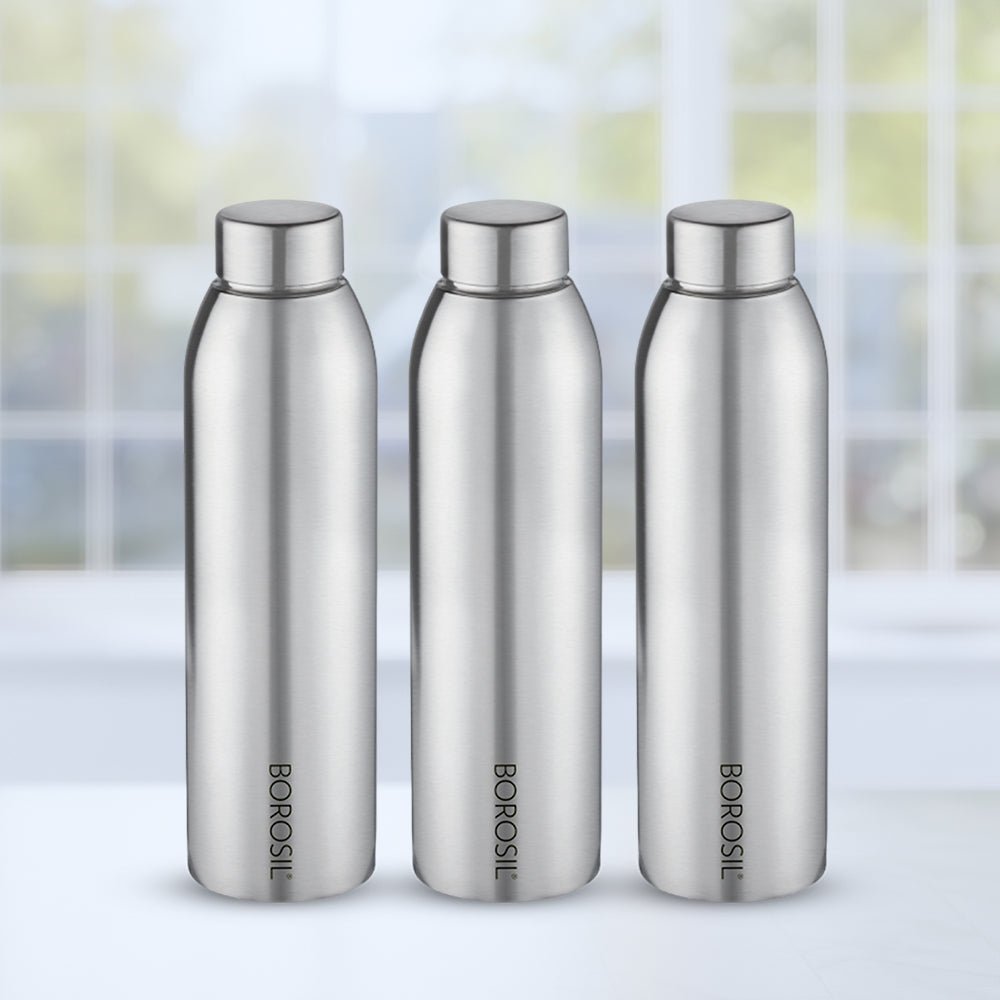 Borosil Easy Sip Stainless Steel 750 ml Silver - Set of 3