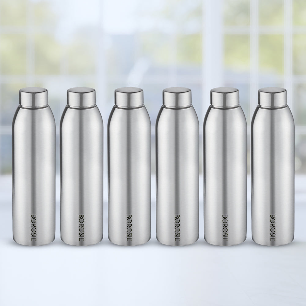 Borosil Easy Sip Stainless Steel 750 ml Silver - Set of 6