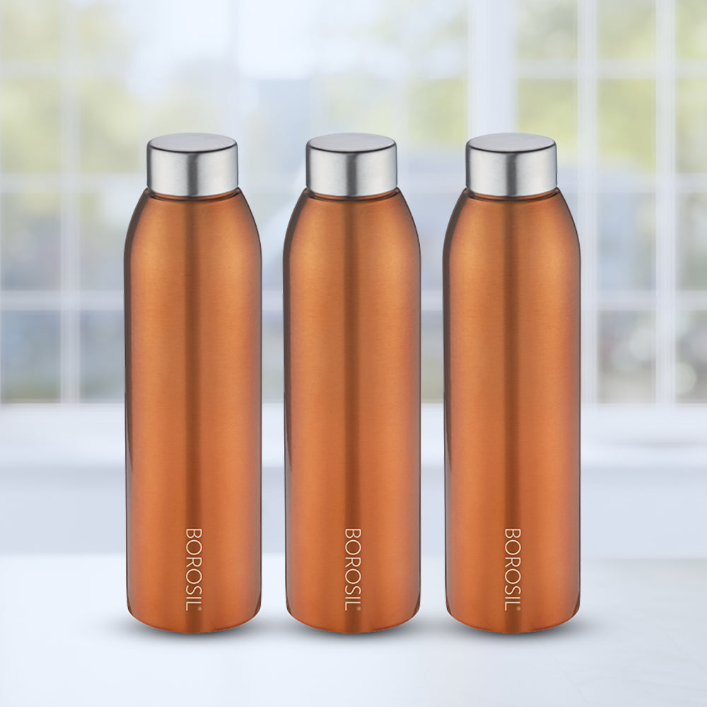 Borosil Easy Sip Stainless Steel 750 ml Bronze - Set of 3