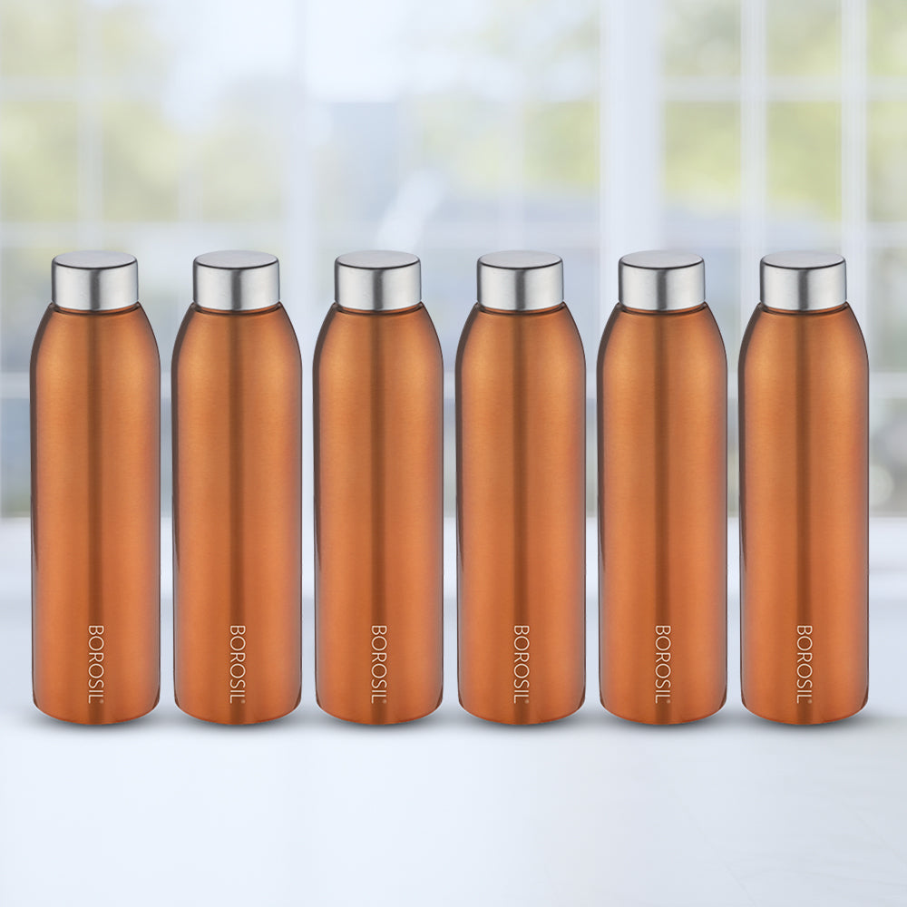 Borosil Easy Sip Stainless Steel 750 ml Bronze - Set of 6