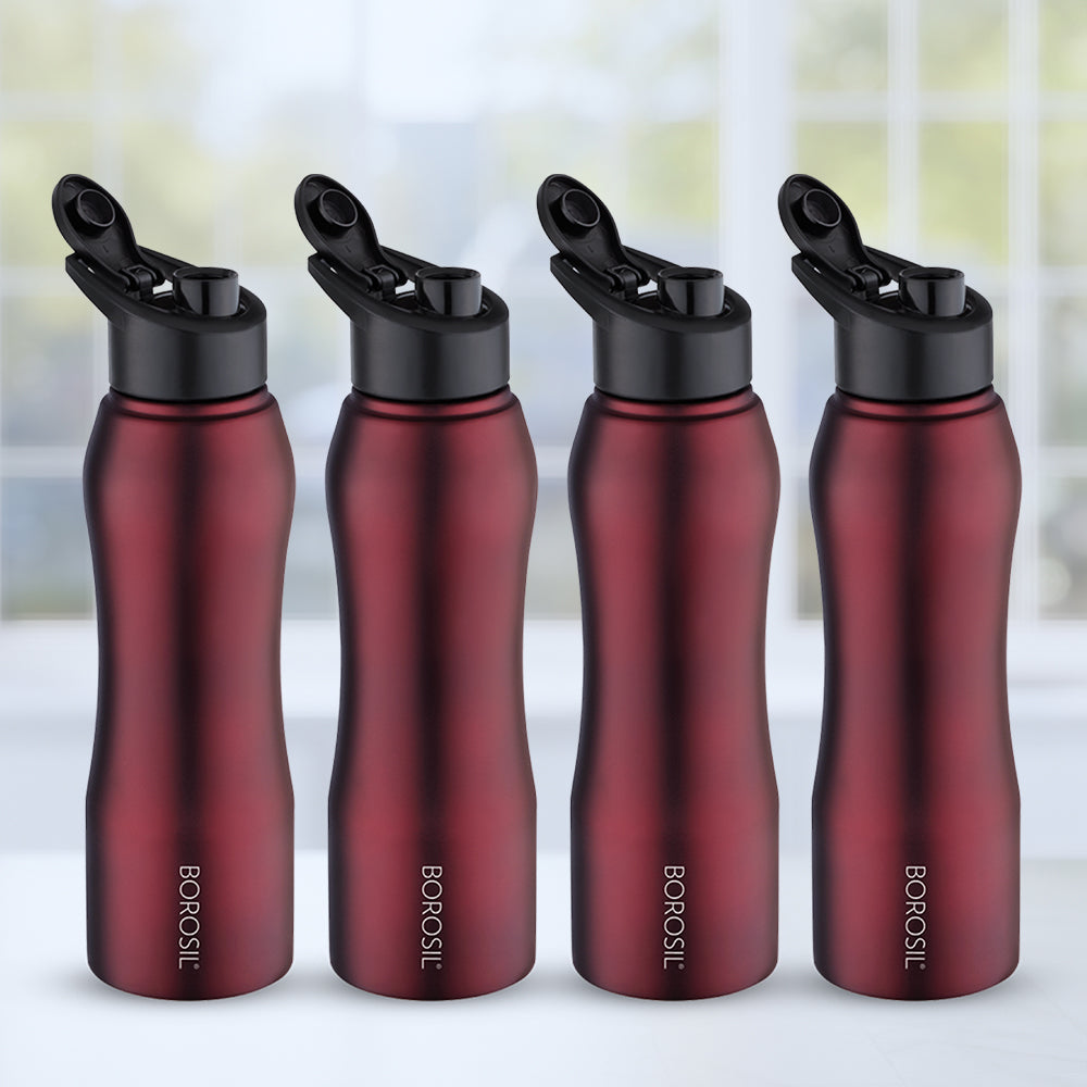 Borosil Grip-n-Sip Stainless Steel 750 ml Maroon - Set of 4