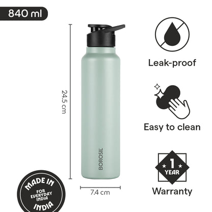 SipFresh Stainless Steel Single Wall Bottle, Mint