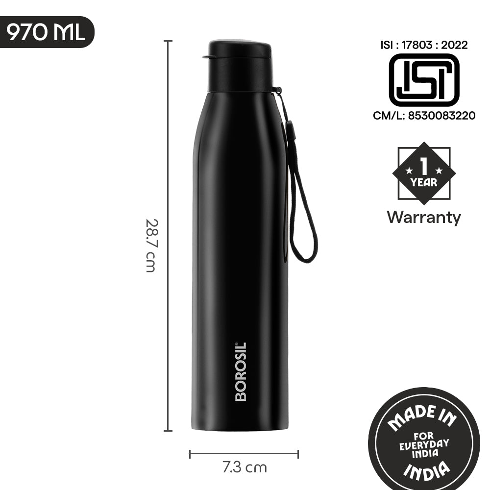Glint Single Wall Bottle, Black