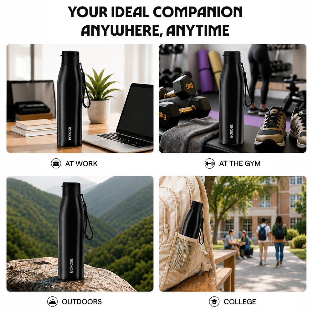 Glint Single Wall Bottle, Black