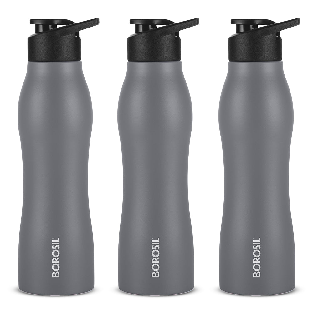 GripGo Single Wall Bottle Set, Grey