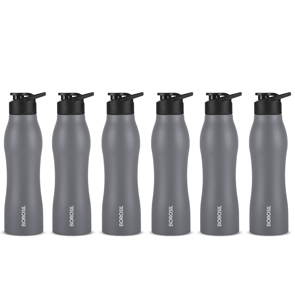 GripGo Single Wall Bottle Set, Grey