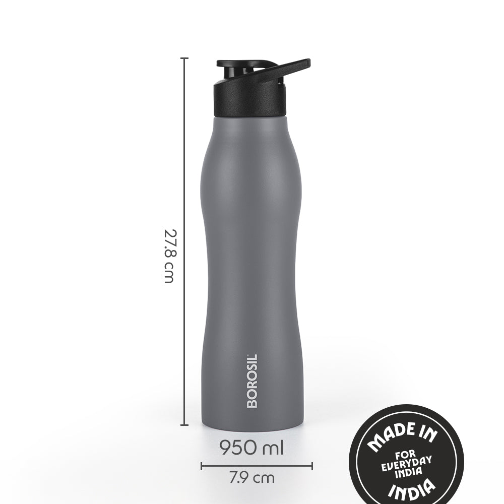 GripGo Single Wall Bottle Set, Grey