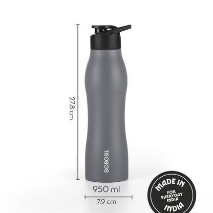 GripGo Single Wall Bottle Set, Grey