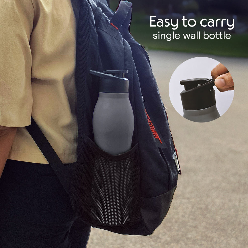GripGo Single Wall Bottle Set, Grey
