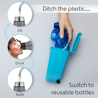 GripGo Single Wall Bottle Set, Grey
