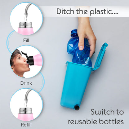GripGo Single Wall Bottle Set, Pink