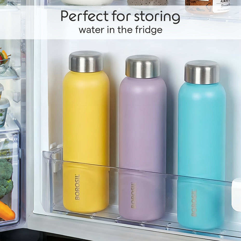 Apex Single Wall Water Bottle Set in Teal Blue, Yellow, and Lavender
