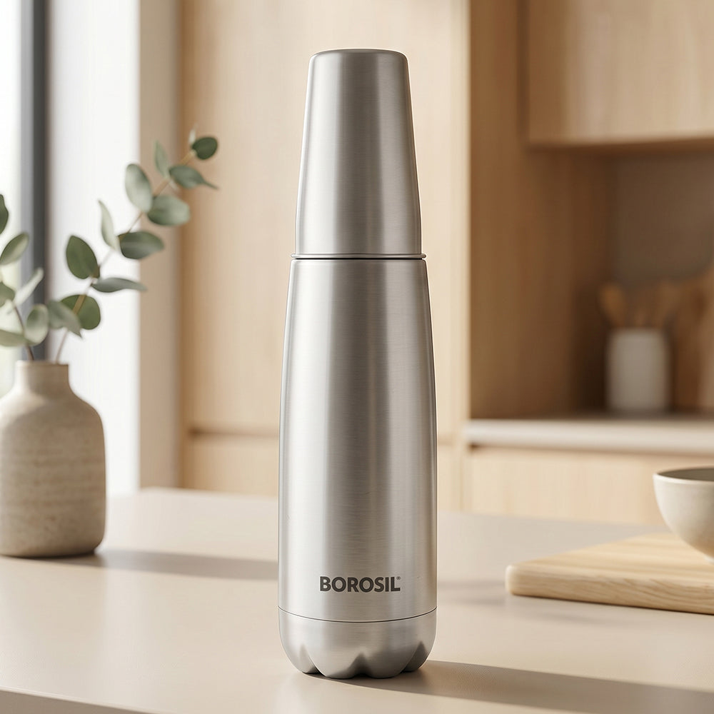 Bolt Vaccum Insulated Bottle with Drinking Glass, SS