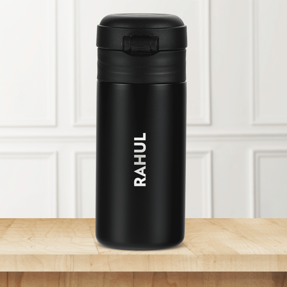Personalised Traveller Double Wall Mug, Black