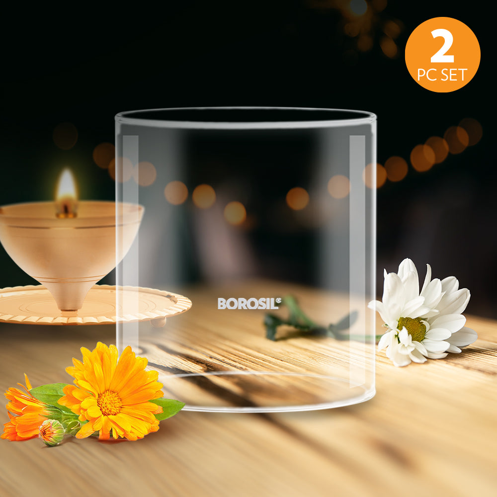 Borosil Glass Chimney Set of 2, Medium
