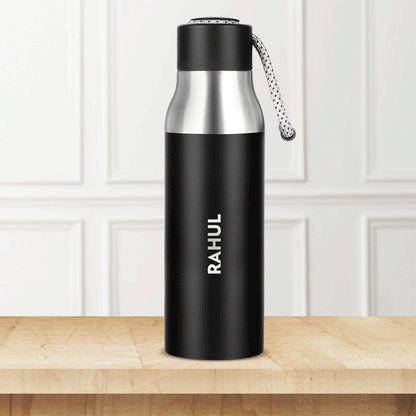 Personalised Aquasoul Thermo Flask Single Wall Bottle, Black