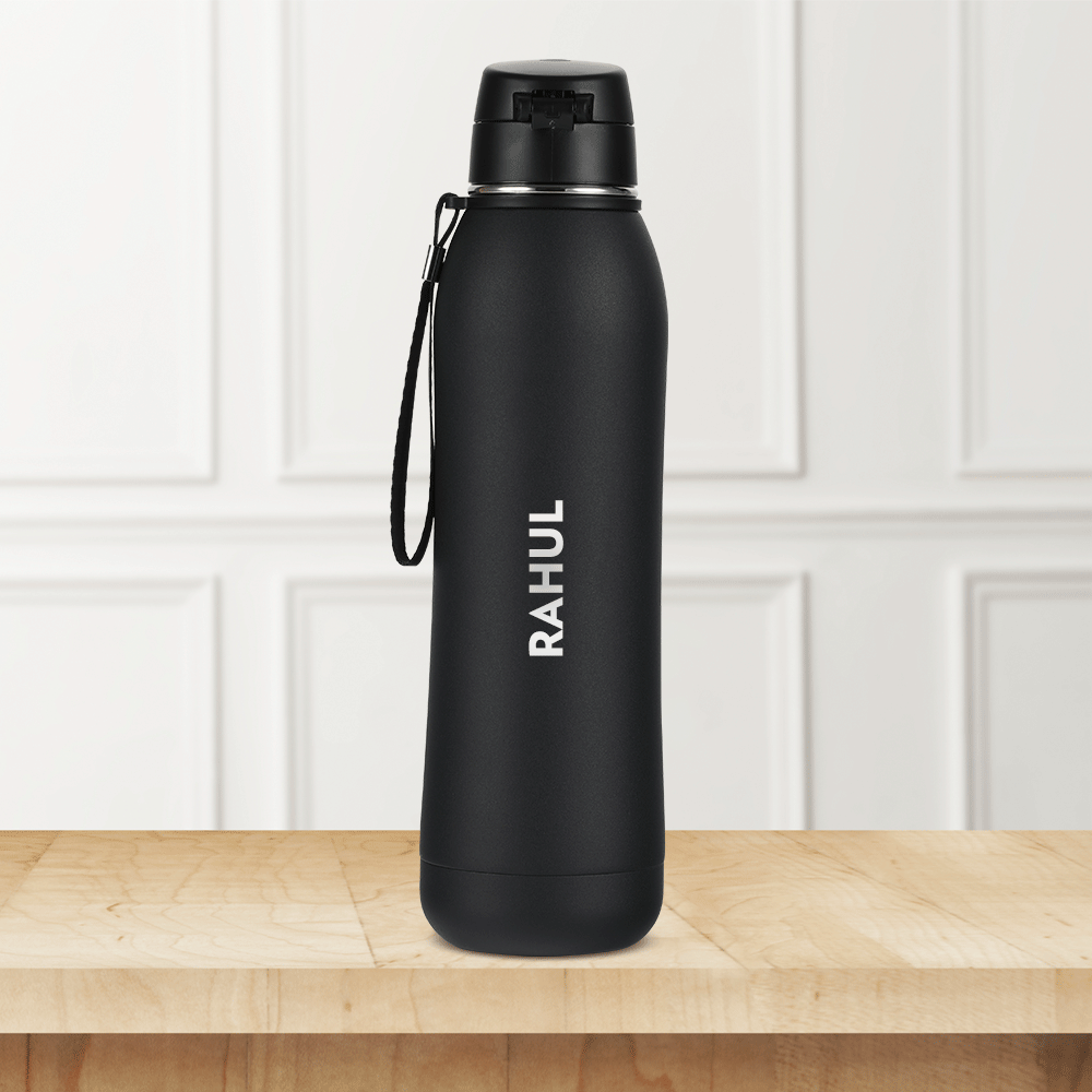 Borosil Rivera Bottle, Black-Personalise