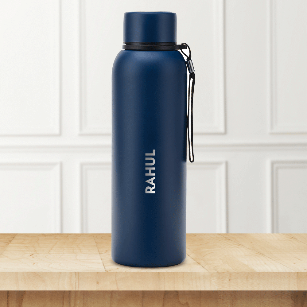 Personalised Trek Vacuum Insulated Bottle, Indigo
