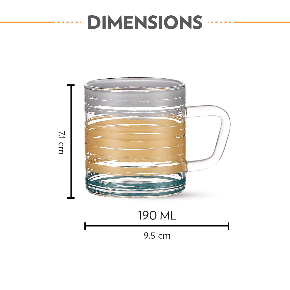 Glance Glass Mug, Set of 6, 190ml