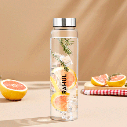 Personalised Crysto Wide Mouth Clear Glass Bottle