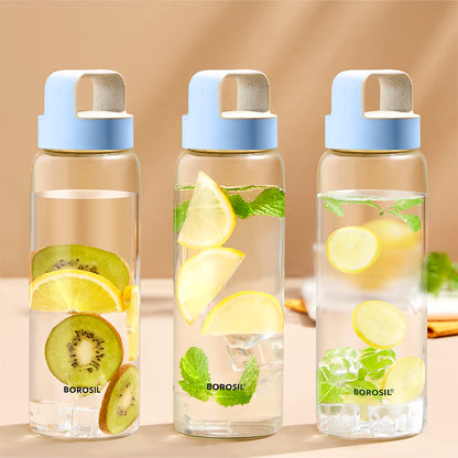 Crysto Clear Glass Bottle Set - Husk Lid, Blue