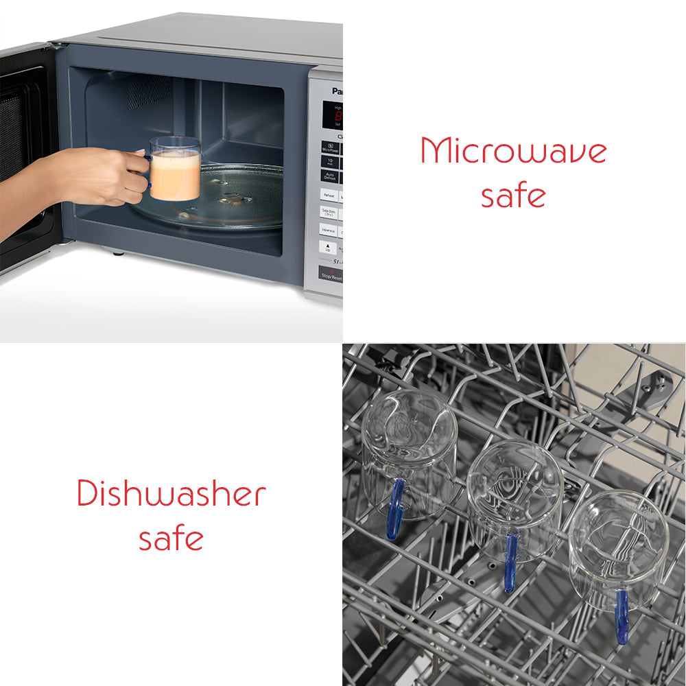 Borosil Blue Vision Classic Mug Set, 190ml x 6