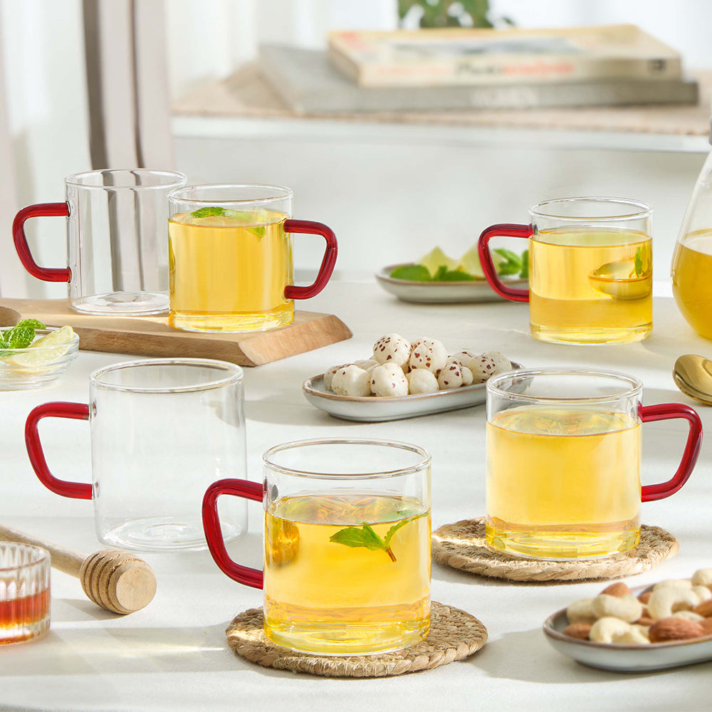 Borosil Brown Vision Classic Mug Set, 190ml x 6