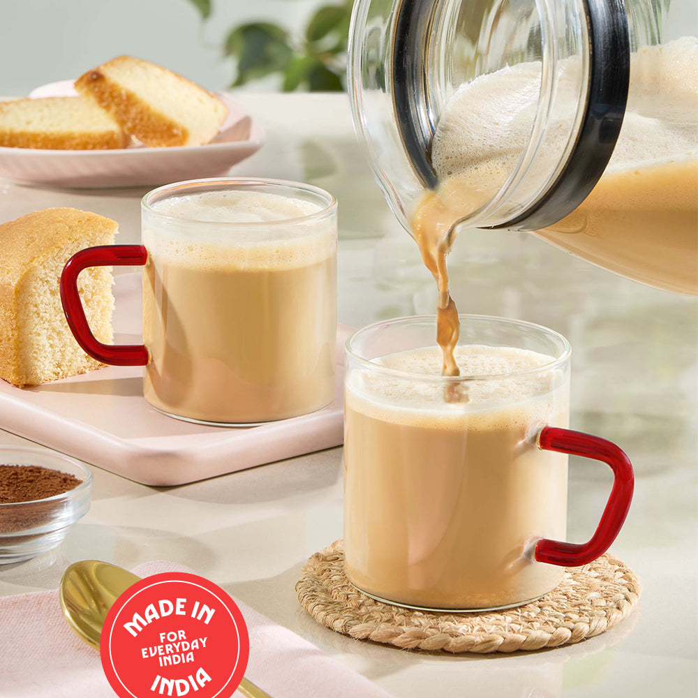 Borosil Brown Vision Classic Mug Set, 190ml x 6