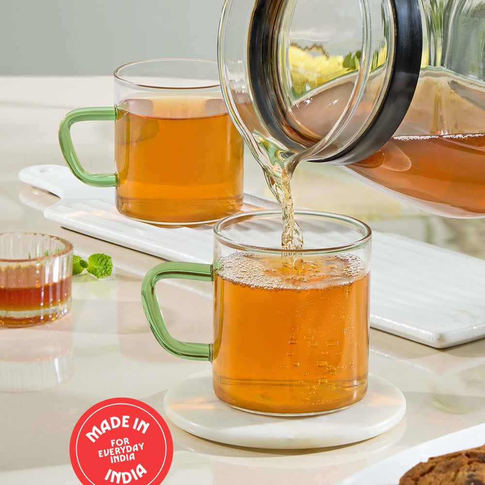 Borosil Green Vision Classic Mug Set, 190ml x 6