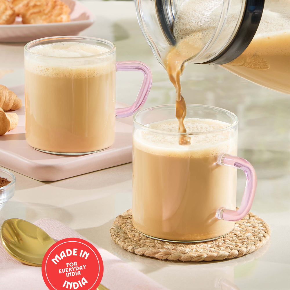 Borosil Pink Vision Classic Mug Set, 190ml x 6