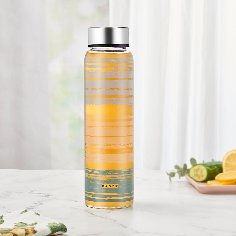 Crysto Wide Mouth Glance Glass Bottle, Silver Lid 1 L