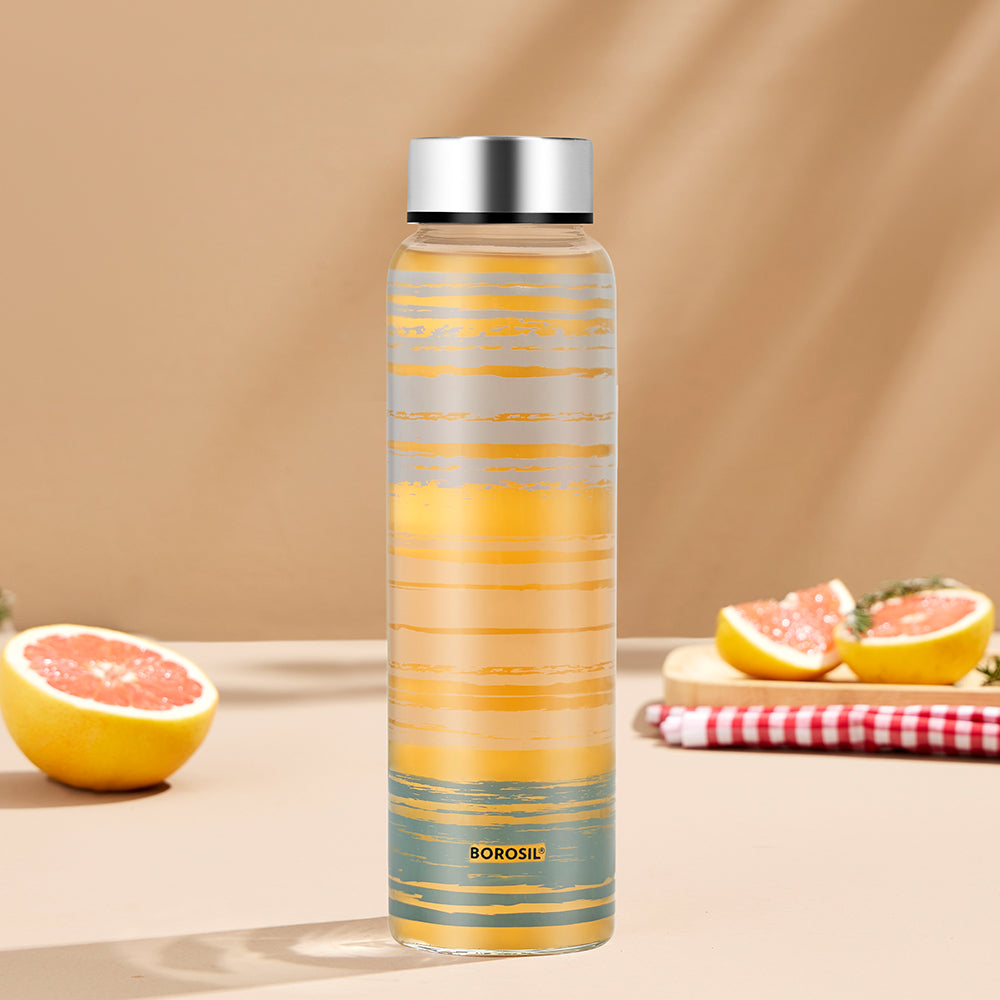 Crysto Wide Mouth Glance Glass Bottle, Silver Lid 1 L