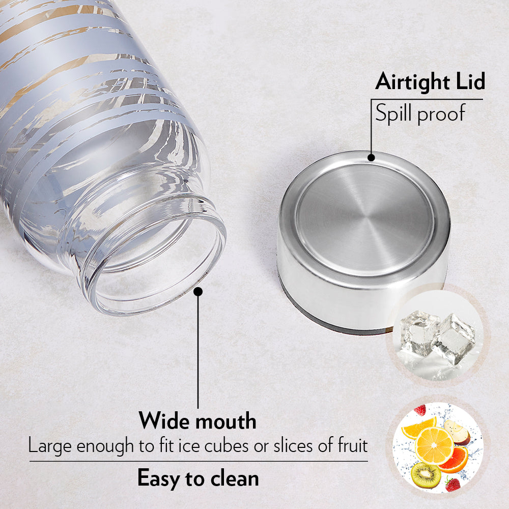 Crysto Wide Mouth Glance Glass Bottle, Silver Lid 1 L
