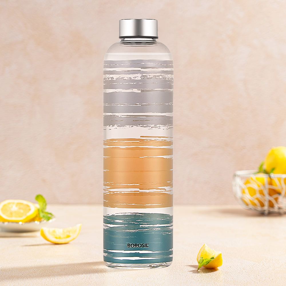 Crysto Narrow Glance Glass Bottle with Silver Lid