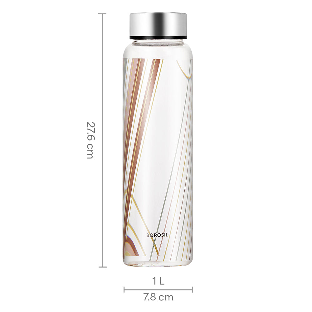 Crysto Wide Prism Glass Bottle with Silver Lid