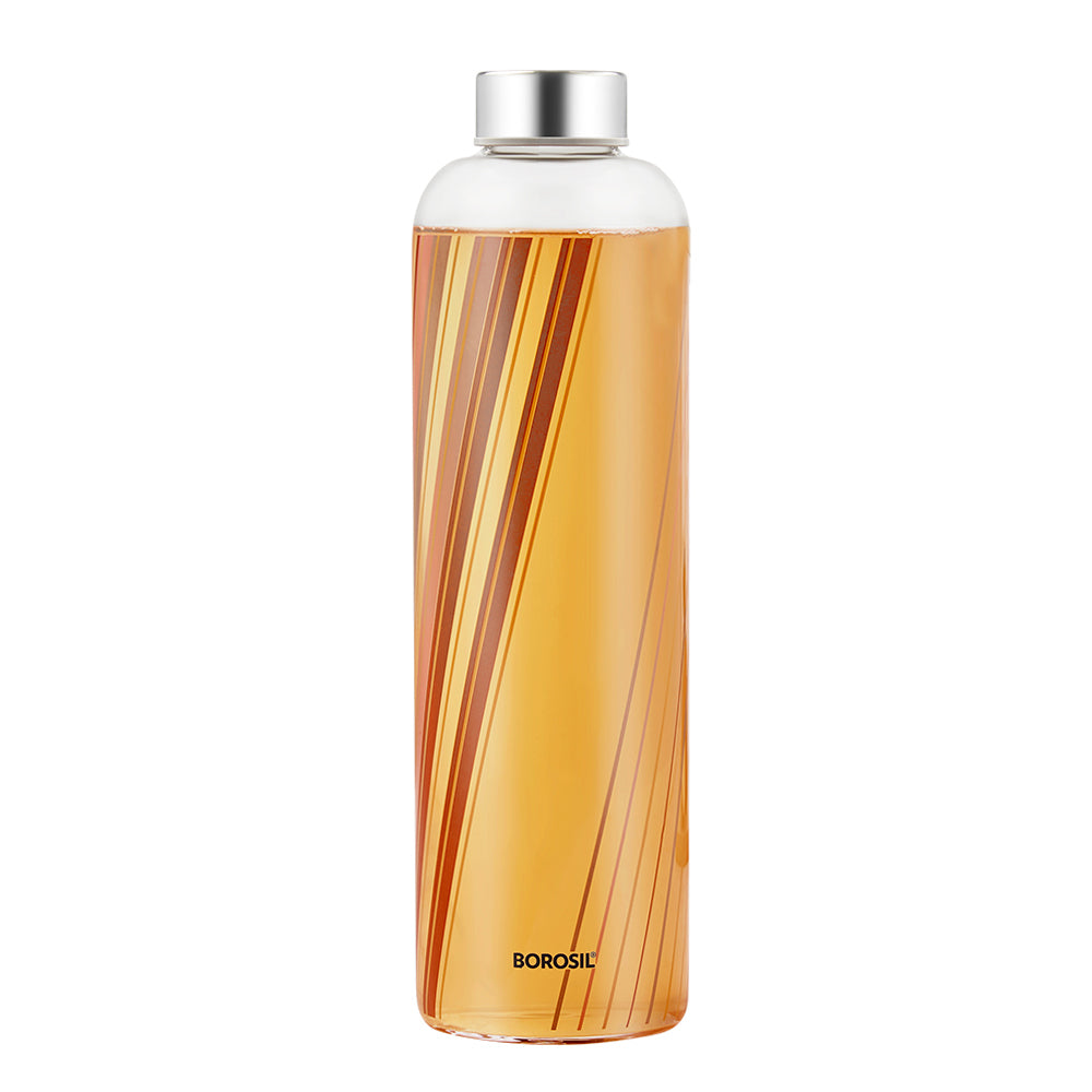 Crysto Narrow Prism Glass Bottle with Silver Lid