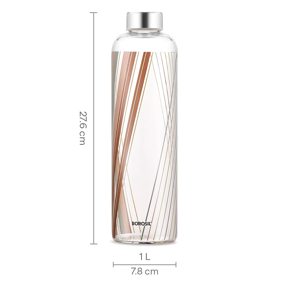 Crysto Narrow Prism Glass Bottle with Silver Lid